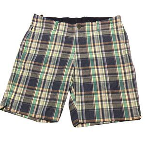 Tommy Bahama Boracay Plaid Shorts Mens 35 Blue Green Purple 9 Inch Inseam